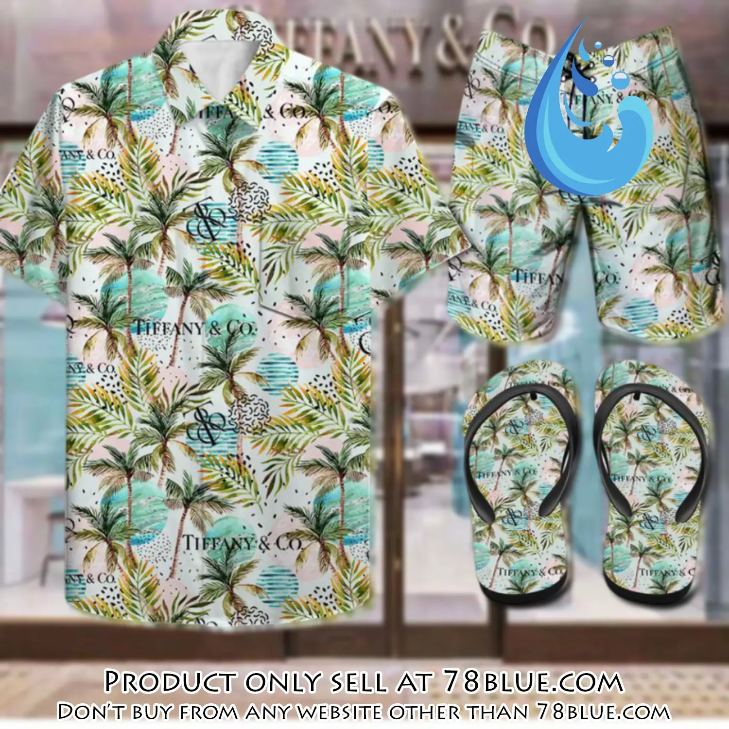 Tiffany & co. combo hawaii shirt shorts flip flops luxury brand summer outfit hsf165 78b1116127